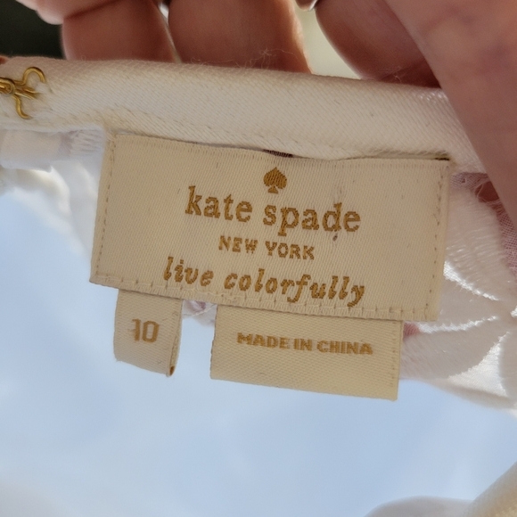 Kate Spade Women's 10 White Short Sleeve Blouse Embroidered Floral Top Sheer - Picture 8 of 9